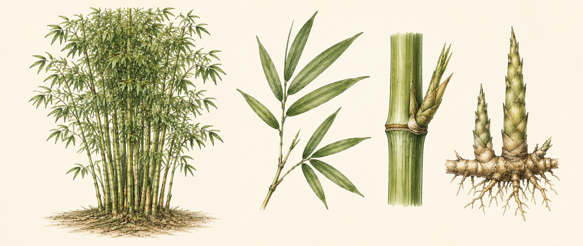 Botanical illustration of Clumping Bamboo