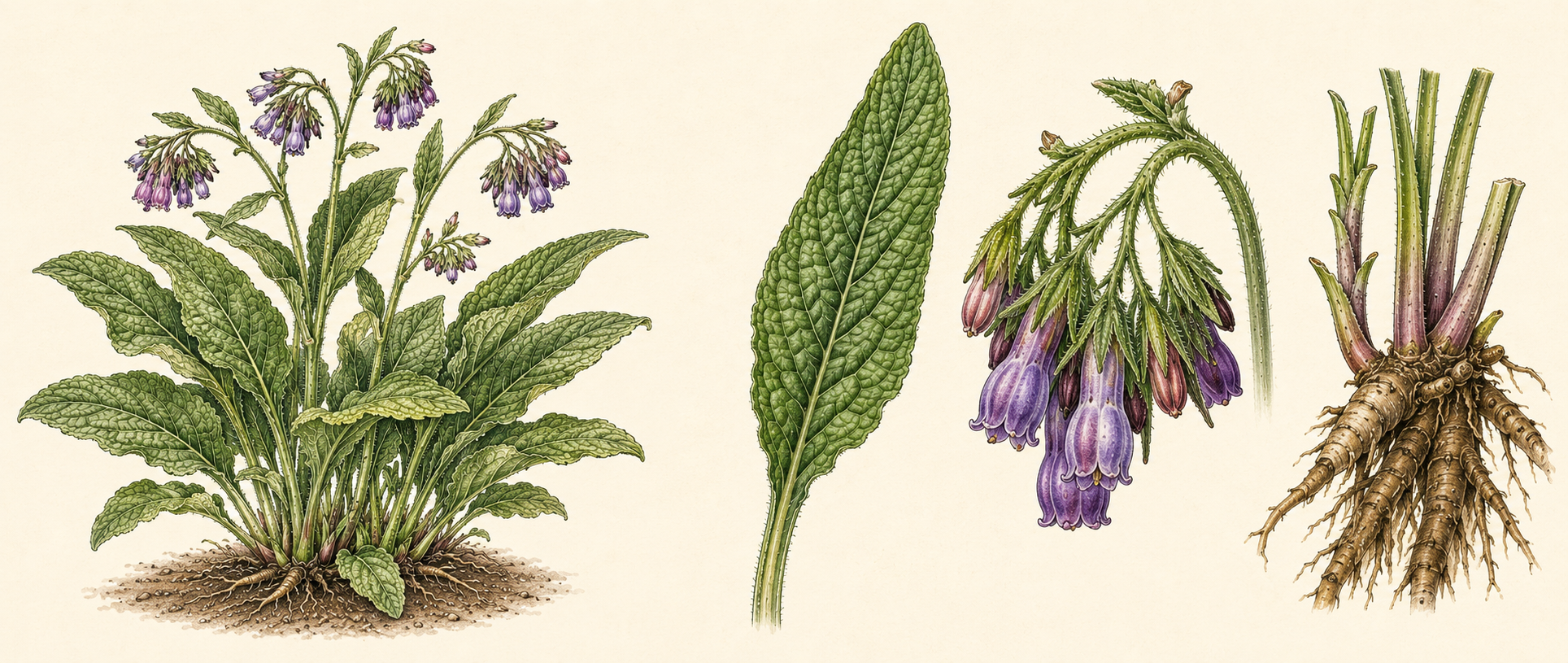 Botanical illustration of Common Comfrey