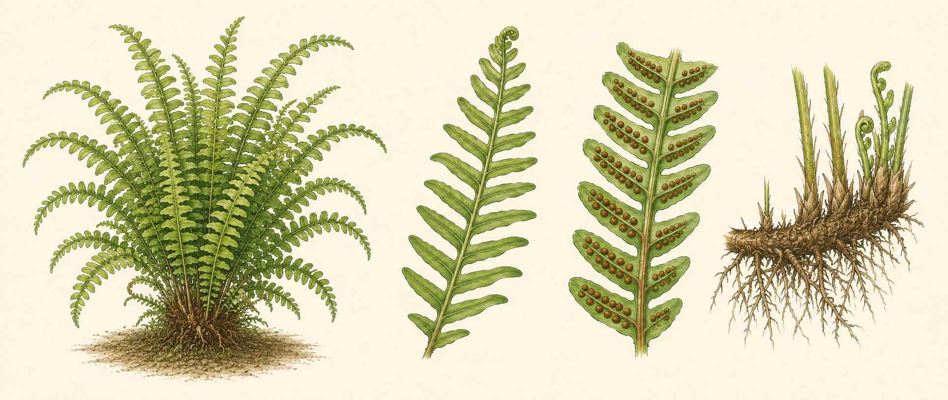 Botanical illustration of Fishbone Fern