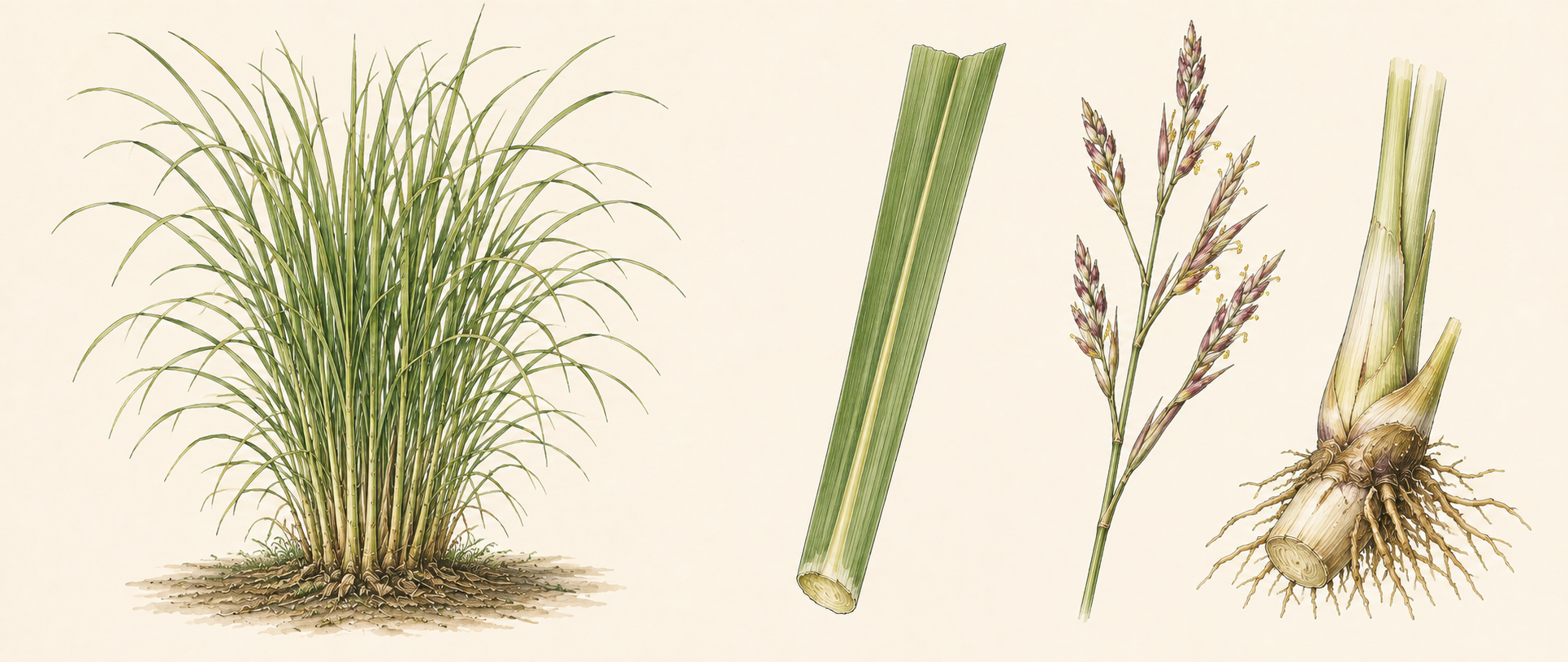 Botanical illustration of Lemongrass