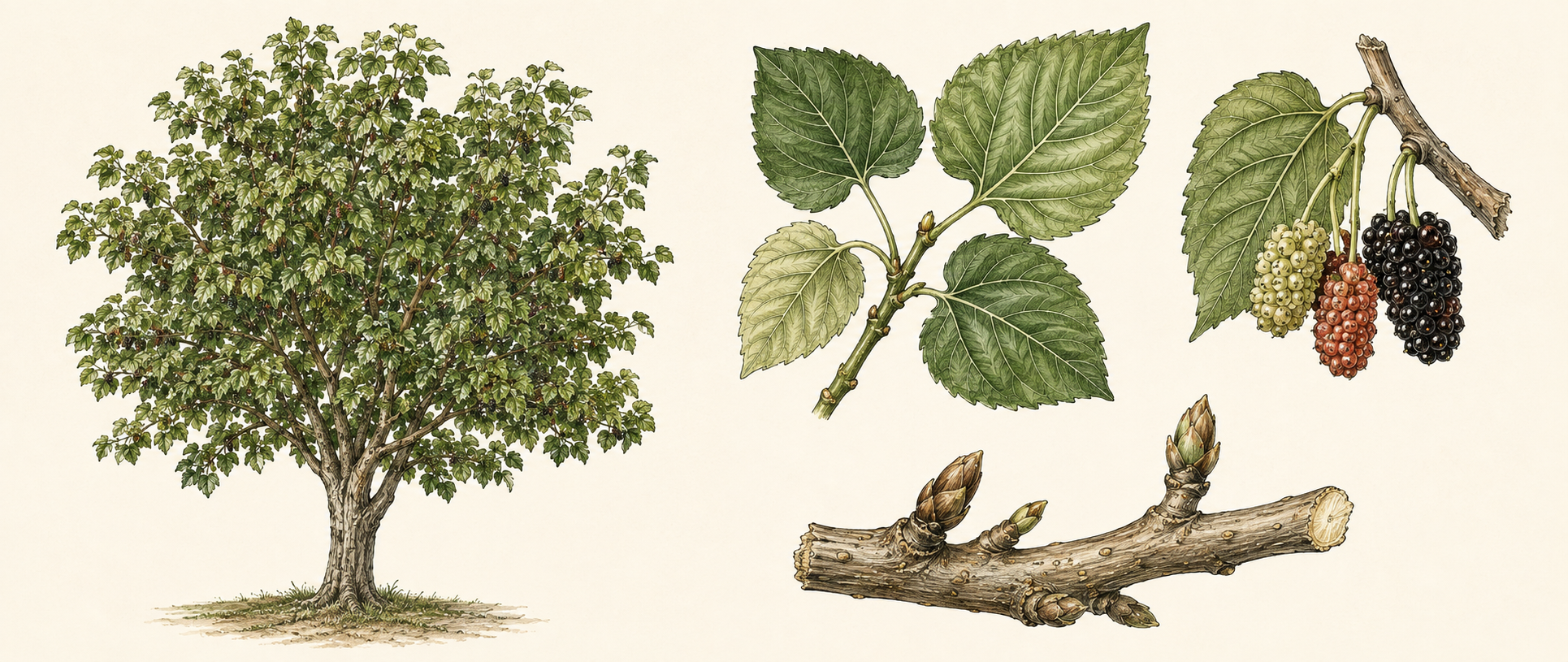 Botanical illustration of Mulberry