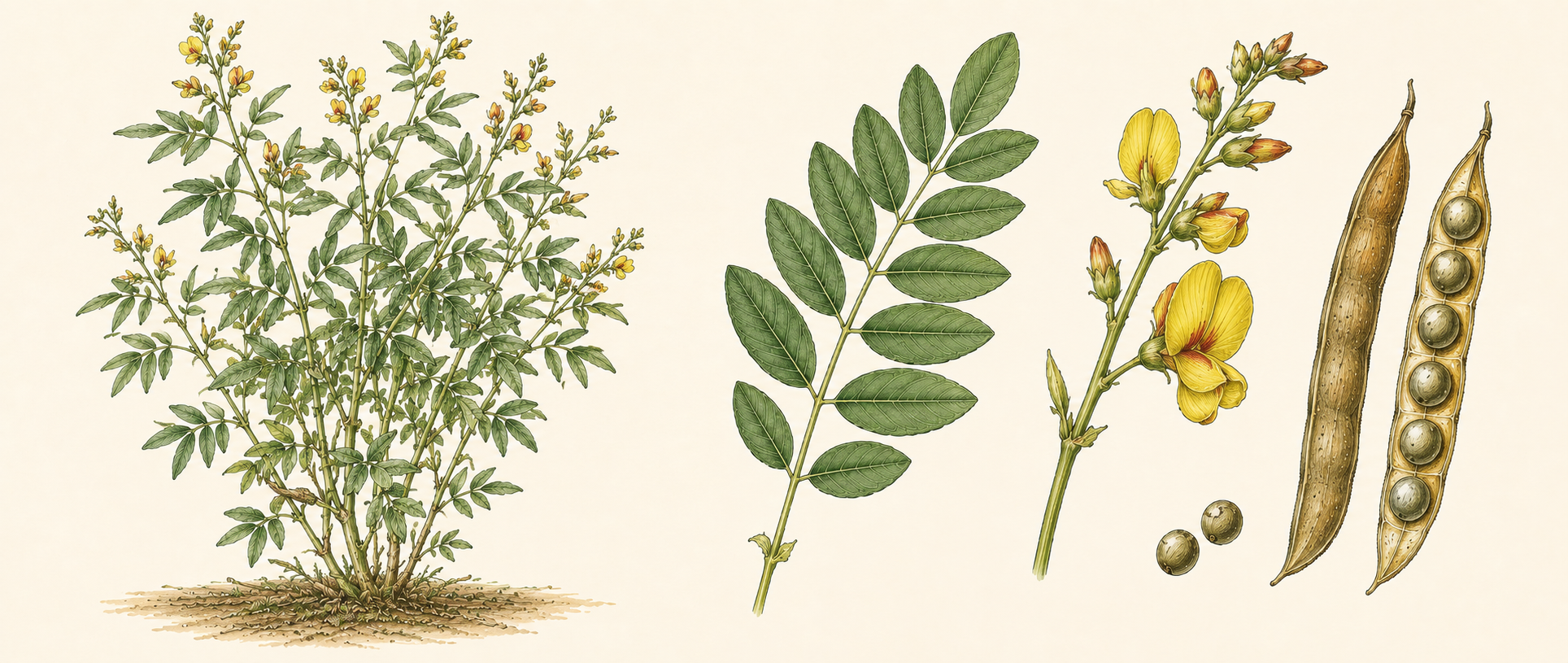 Botanical illustration of Pigeon Pea