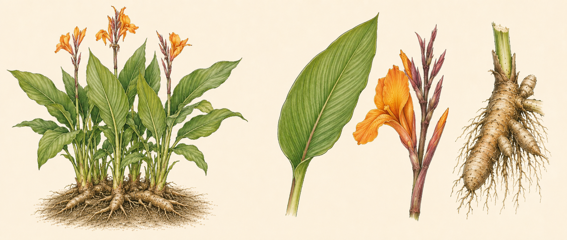 Botanical illustration of Queensland Arrowroot