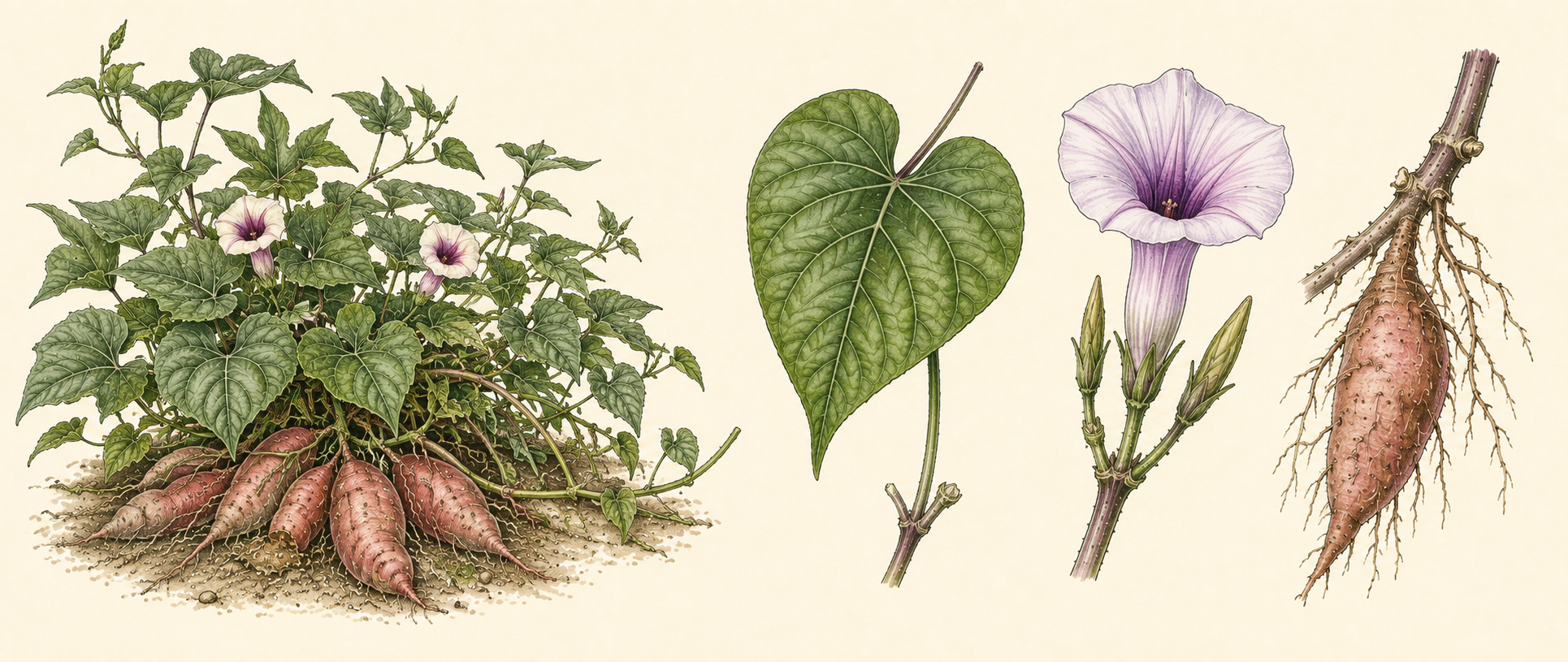 Botanical illustration of Sweet Potato