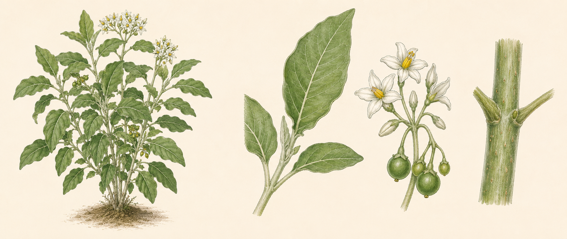 Botanical illustration of Tobacco Bush Weed