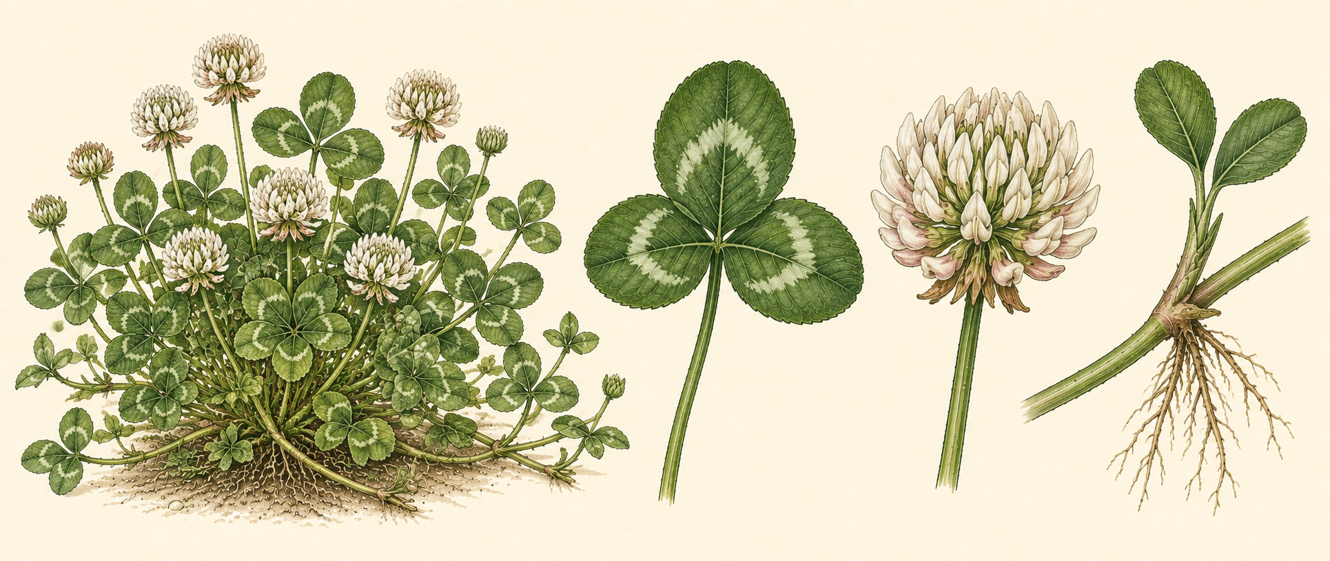 Botanical illustration of White Clover